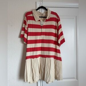 Red and Cream Striped Polo Dress